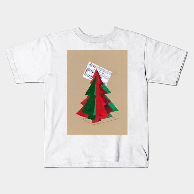 Cubist Christmas Tree Kids T-Shirt by Bryan James